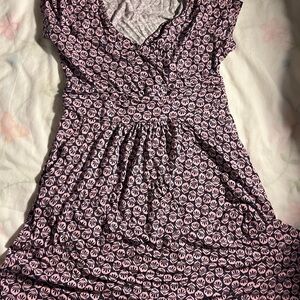 Boden Pink and Black Floral Midi Dress